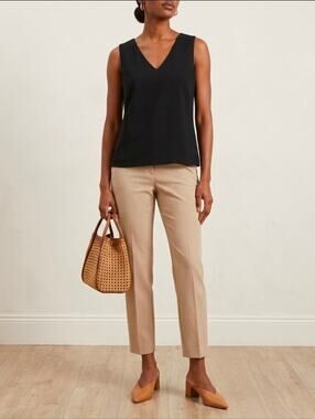 Zelda Black Wrinkle-Resistant V-Neck Sleeveless Blouse